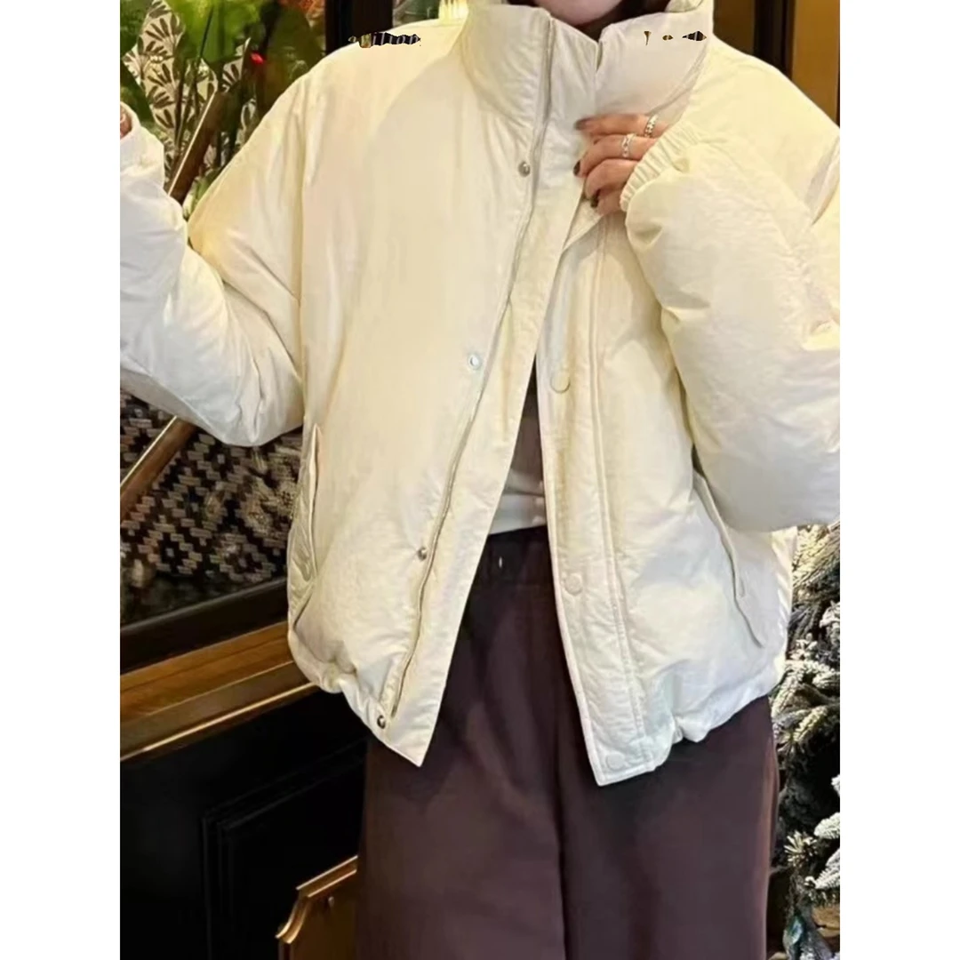 清XYG 08226 时尚立领短款白鸭绒羽绒服拉链小个子保暖面包服外套