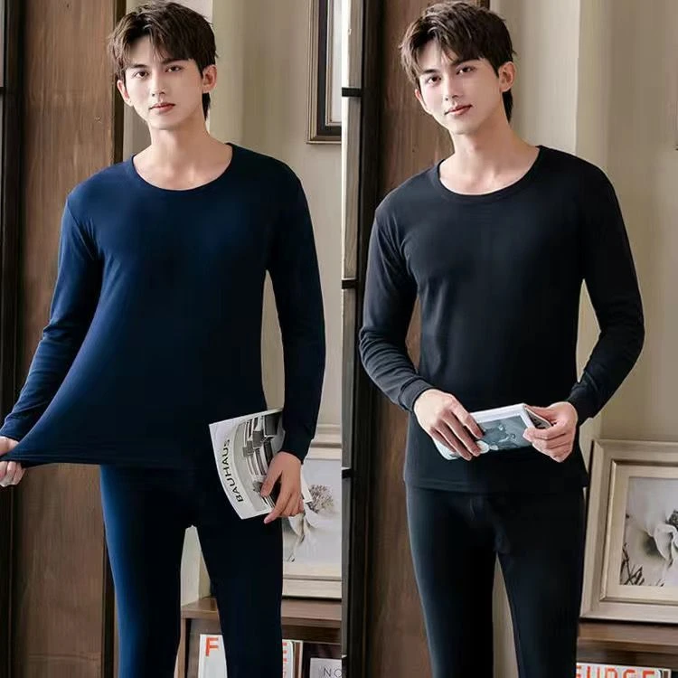 买一送一青少年秋衣秋裤套装纯色男士保暖内衣初中高中学生大童