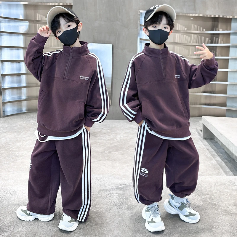 儿童潮牌服装秋装套装2024痞帅潮牌大男童装网红炸街童装时尚运动