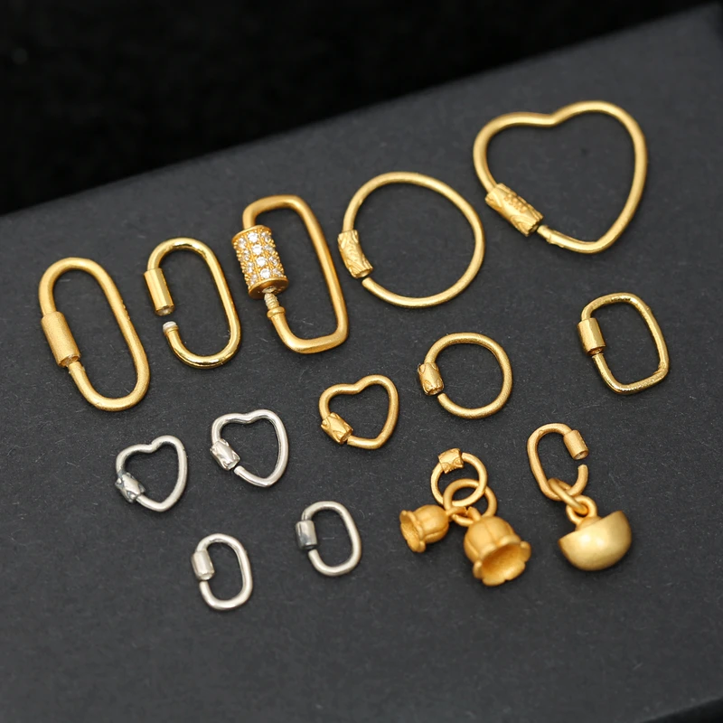 925银银制品 银镀金可打开回形扣万能扣diy手链吊坠开口环配件