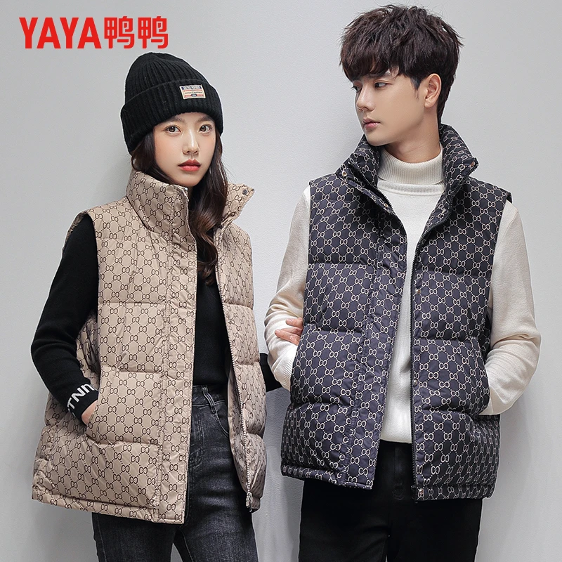 YAYA/鸭鸭羽绒马甲男短款立领轻薄休闲宽松情侣通勤YE2C004261A