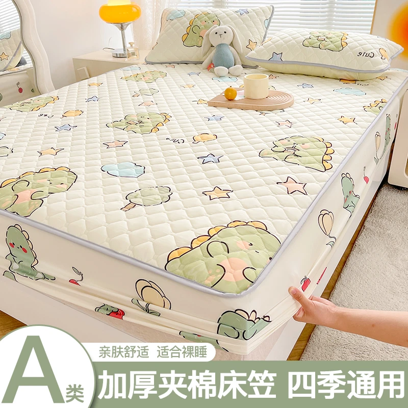 卡通恐龙夹棉床笠单件加厚席梦思床垫保护罩床罩床单套单人