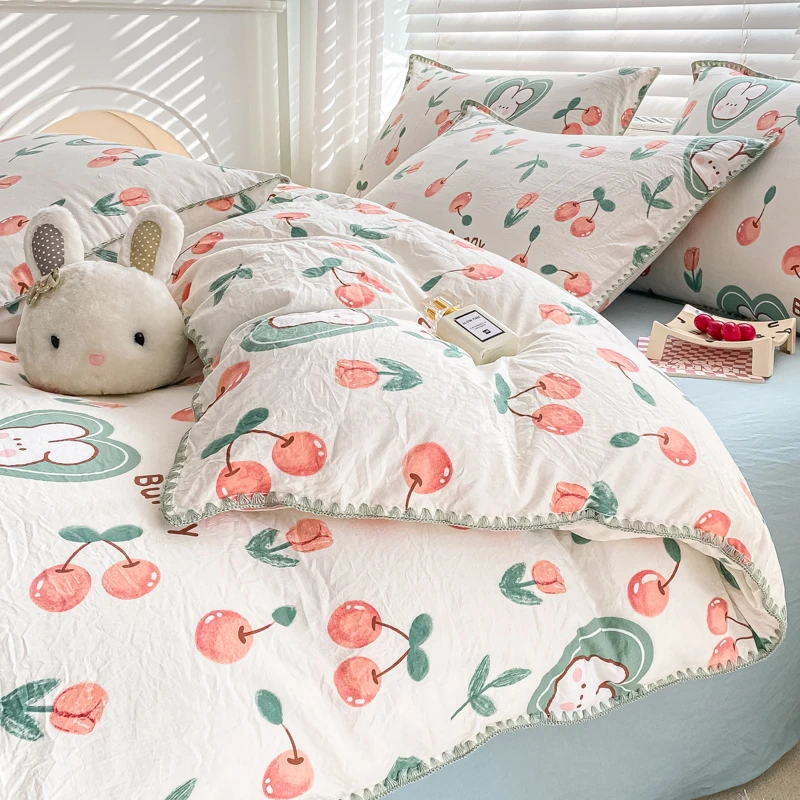 水洗双层纱被套单件单人150X200X230宿舍床上被单被罩非纯棉全棉