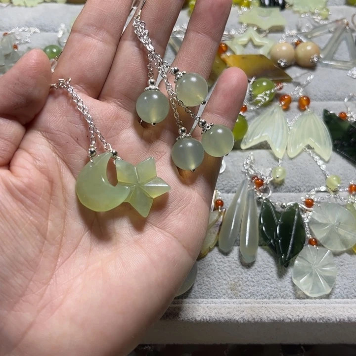 蛇纹石玉耳饰未镶嵌?***?