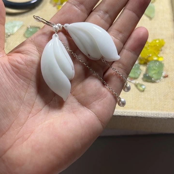 蛇纹石玉岫玉耳环耳饰未镶嵌未镶嵌