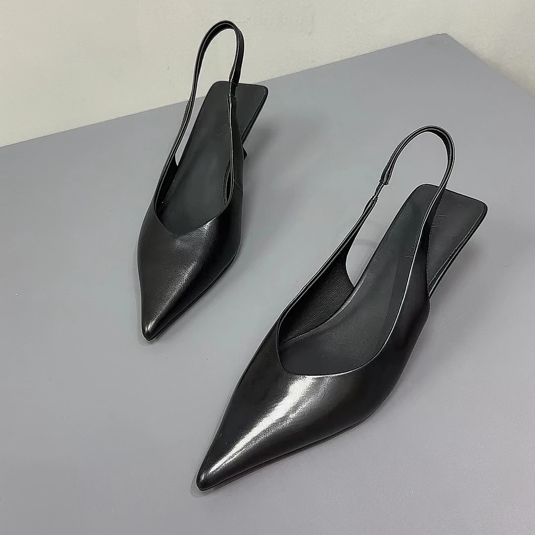 春季夏季商务女鞋浅口凉鞋时装凉鞋尖头时尚气质百搭女士低跟黑色