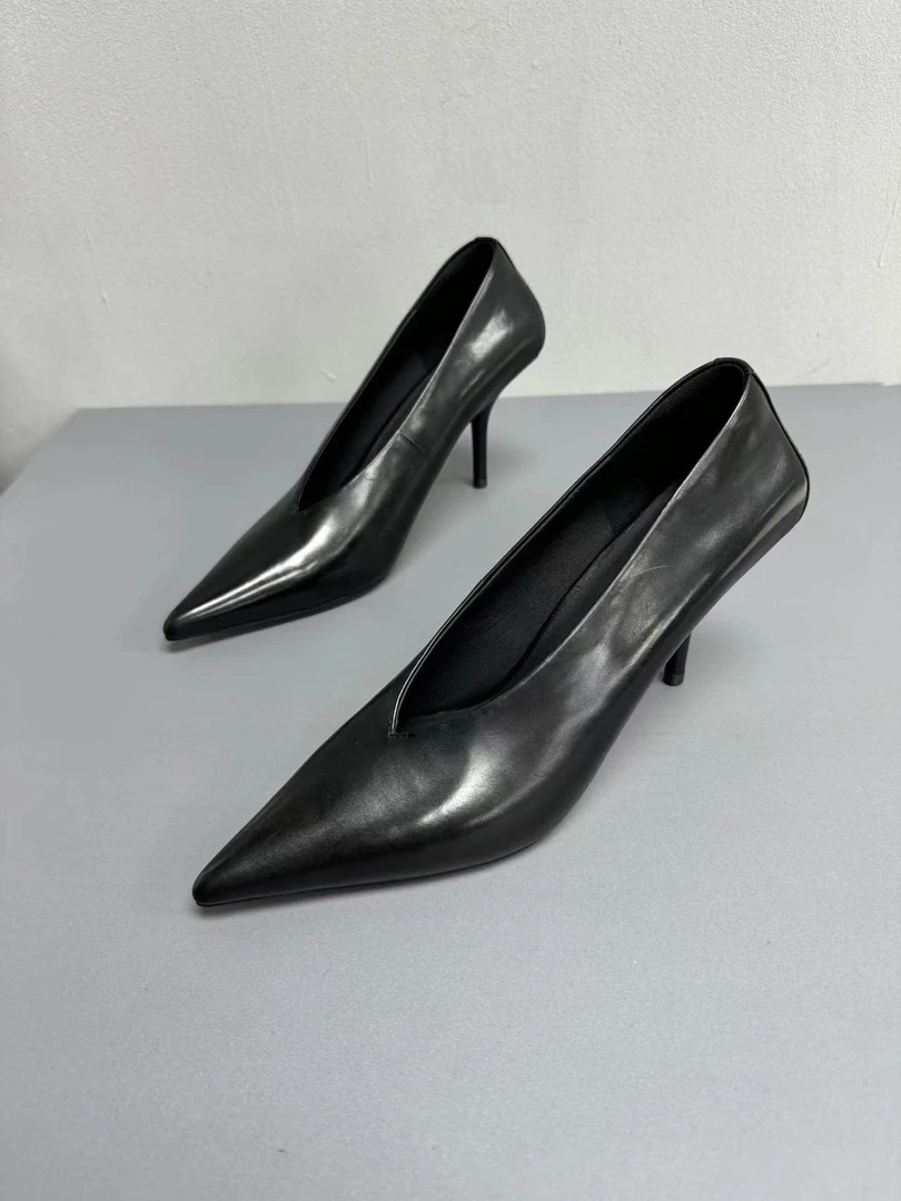 浅口高跟鞋时尚尖头性感气质舒适百搭简约细跟黑色女士职业休闲