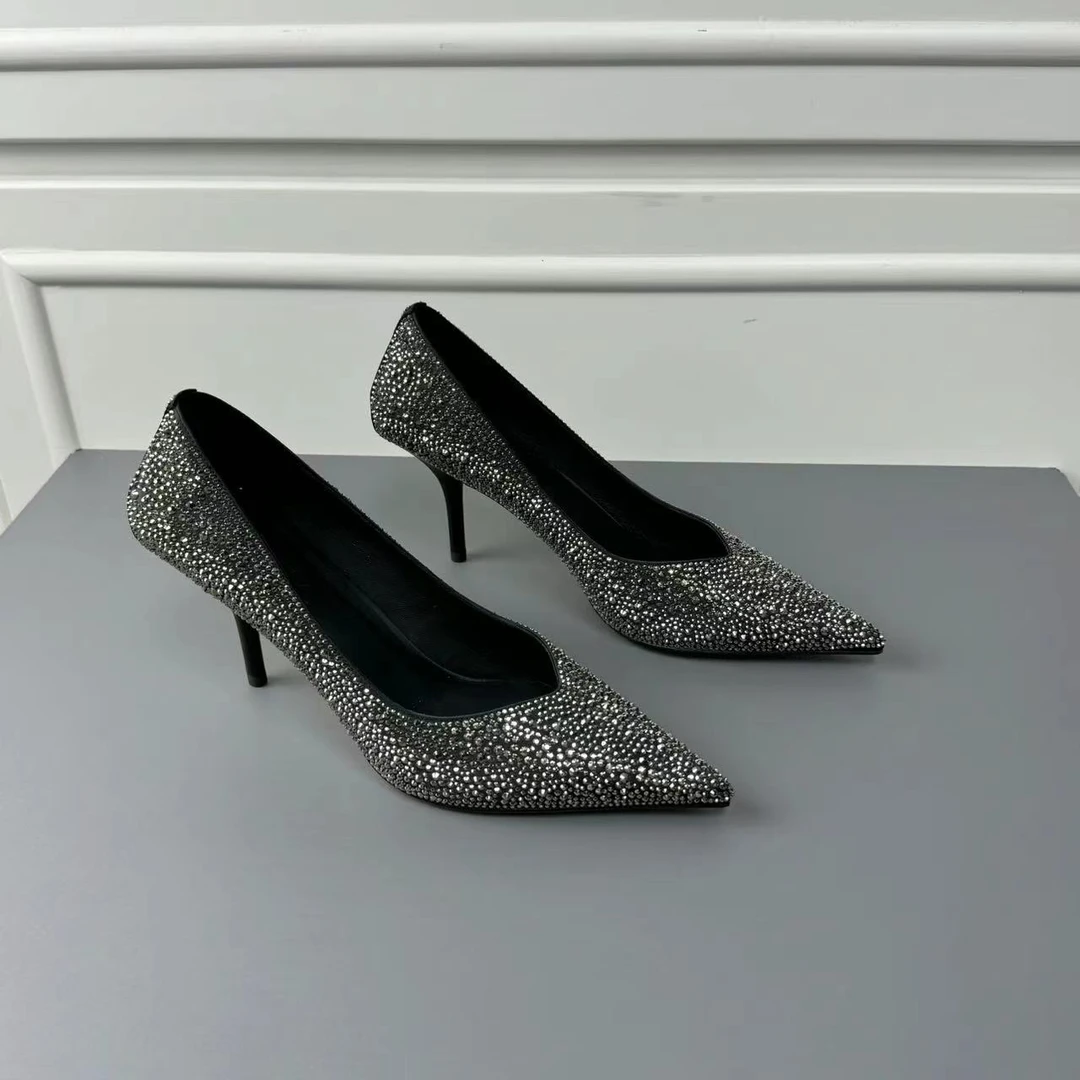 高端时尚气质水晶鞋婚宴新娘鞋晚宴专用水晶气质细跟高跟鞋女士