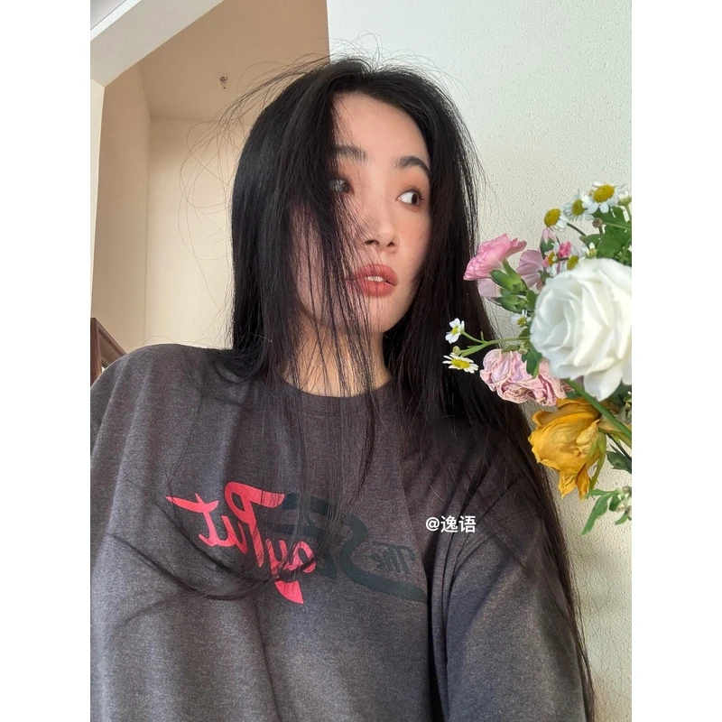 【清】逸语 in choose u 笑笑家韩版百搭宽松T恤女上衣Y3057