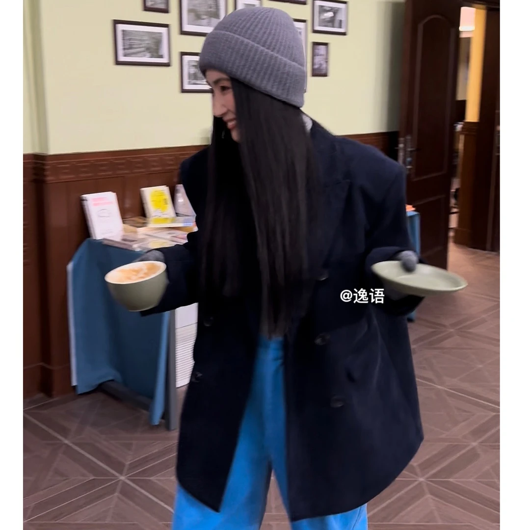 逸语in choose u笑笑家2024冬韩版复古夹棉灯芯绒西装外套女S7905