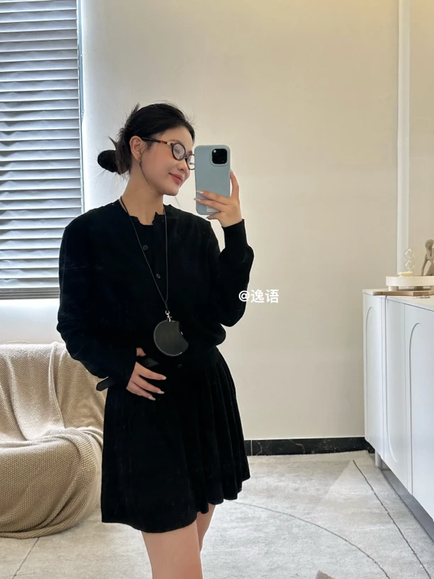 【清】逸语2024秋装针织开衫+无袖背心裙两件套时尚减龄套装女24387