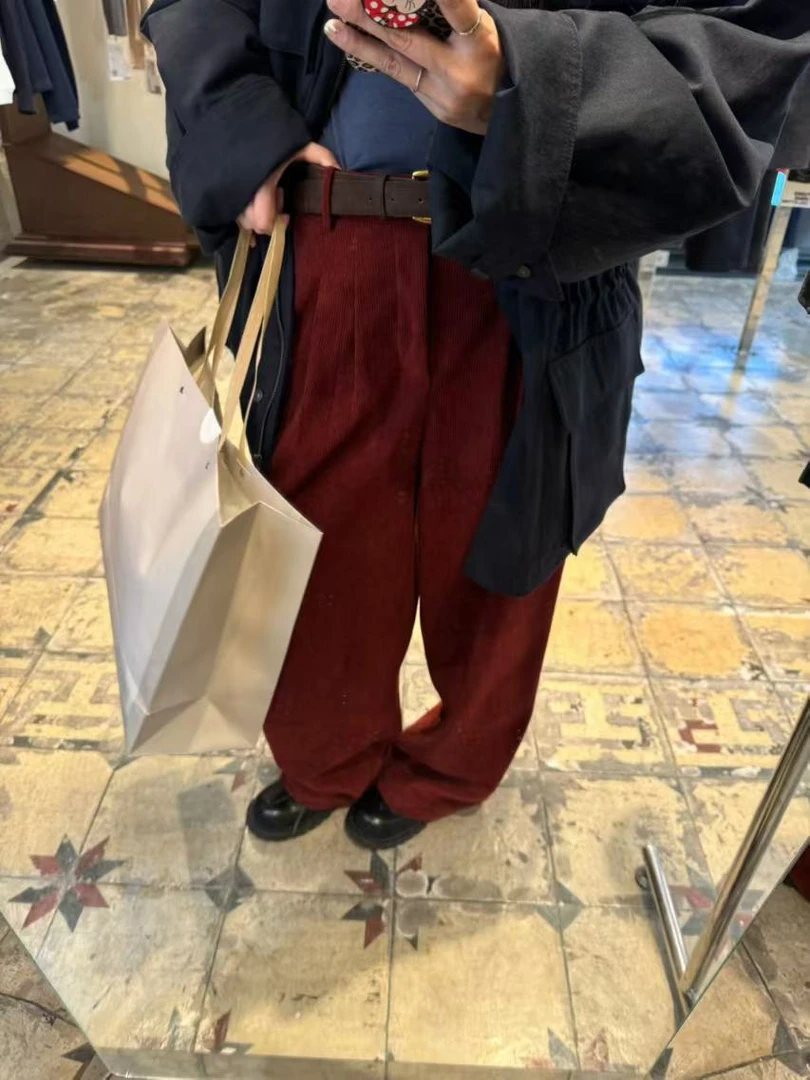 【逸语2024专场】in choose u笑笑家冬季宽松直筒灯芯绒休闲裤85562