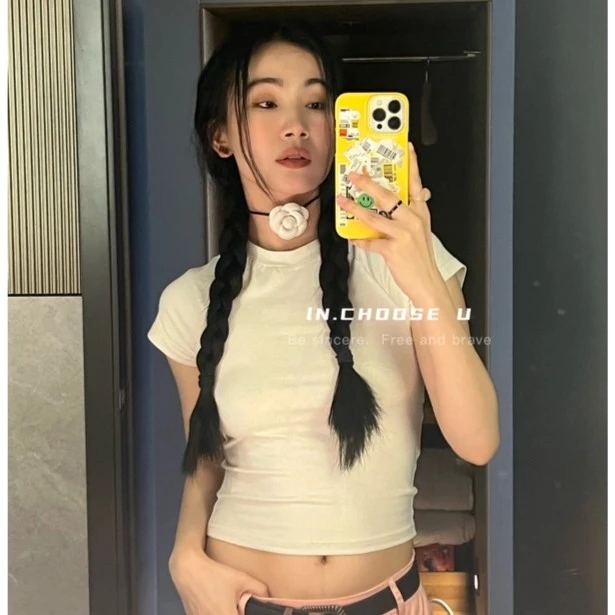 【清 原75】IN choose u笑笑家夏装露背圆领短袖T恤女89159