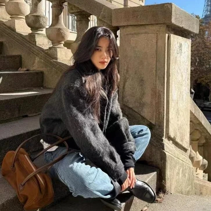 逸语IN choose u笑笑家2024冬季毛感外套女休闲风短夹克上衣87617