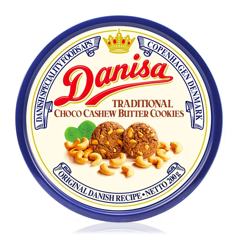 皇冠 丹麦巧克力味腰果曲奇饼干 200g/罐