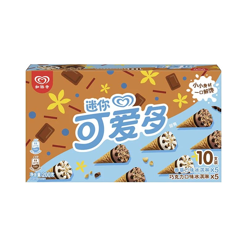 和路雪迷你可爱多香草巧克力混合口味冰淇淋200g/10支装
