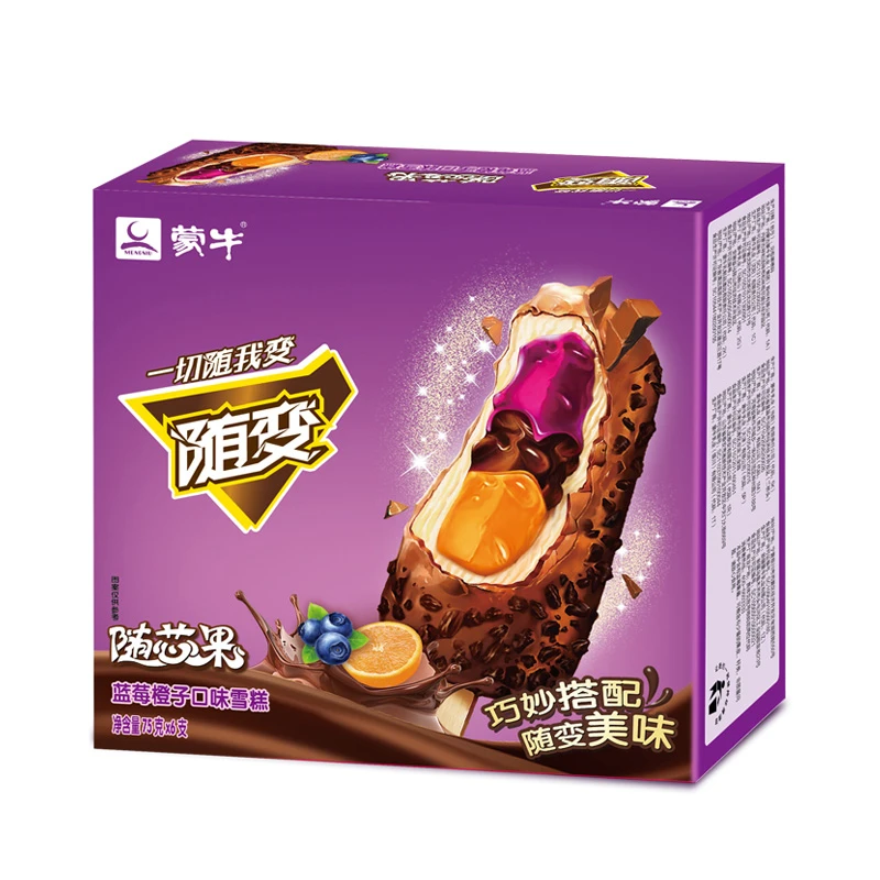 蒙牛随变随芯果蓝莓橙子口味雪糕75g*6支/盒
