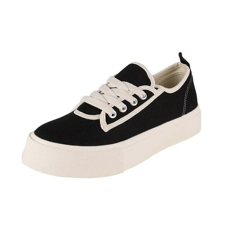 贝兹卡洛女式个性帆布鞋 黑 38