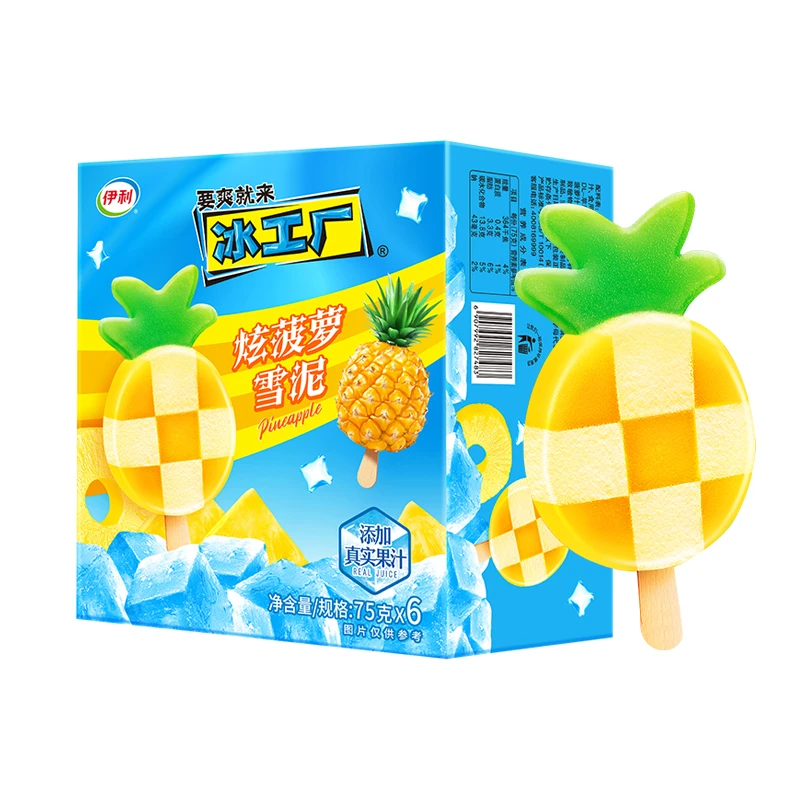 伊利冰工厂炫菠萝雪泥盒装75克*6支