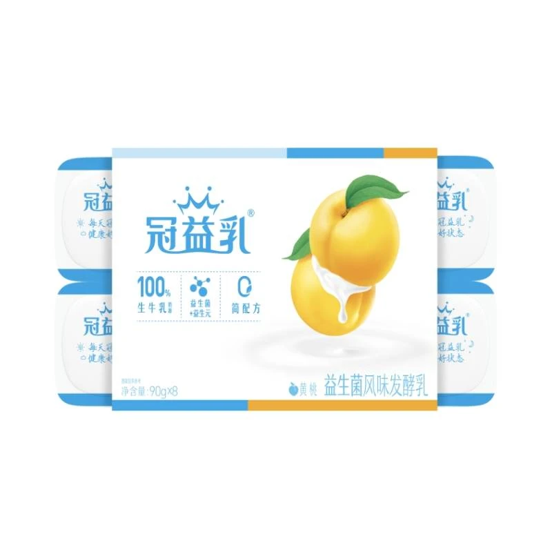 【清甜桃香】蒙牛冠益乳轻衡黄桃风味发酵乳90g*8杯/组