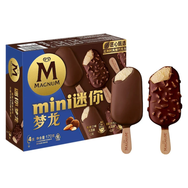 和路雪迷你梦龙香草+松露口味冰淇淋4支170g/盒