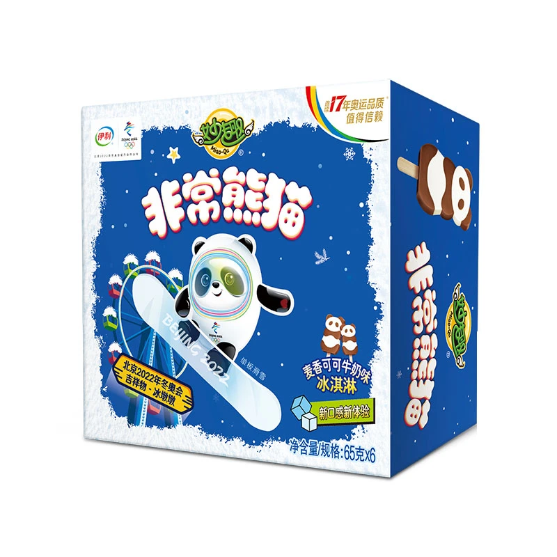 伊利妙趣非常熊猫麦香可可牛奶味冰淇淋65克*6支