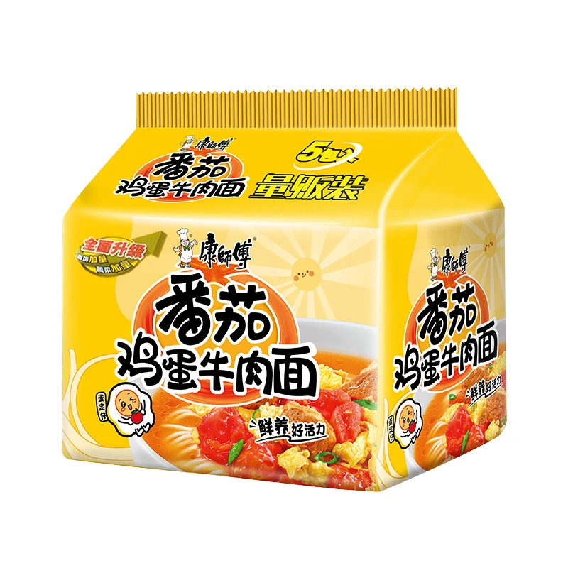 康师傅番茄鸡蛋牛肉面量贩装面饼85g*5包/袋