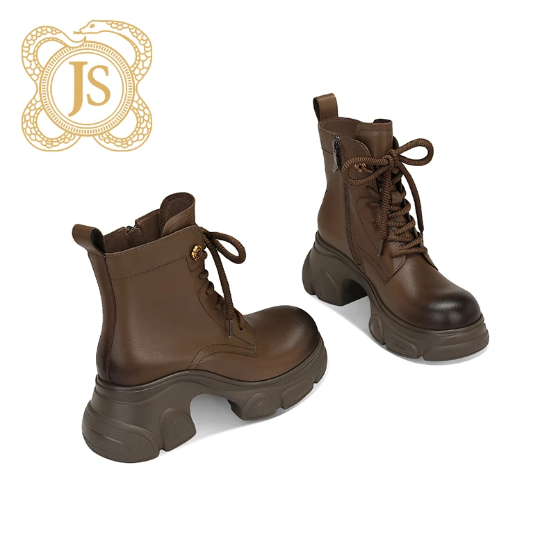 已开价，96Z635-3英伦帅气靴子休闲系带真牛皮马丁靴秋冬松糕厚底