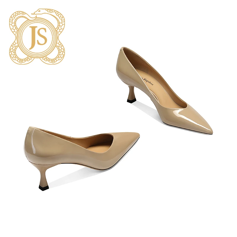 jessicasophia【跟高5.5cm】气质漆皮舒适浅口细跟高跟鞋女24Z63525