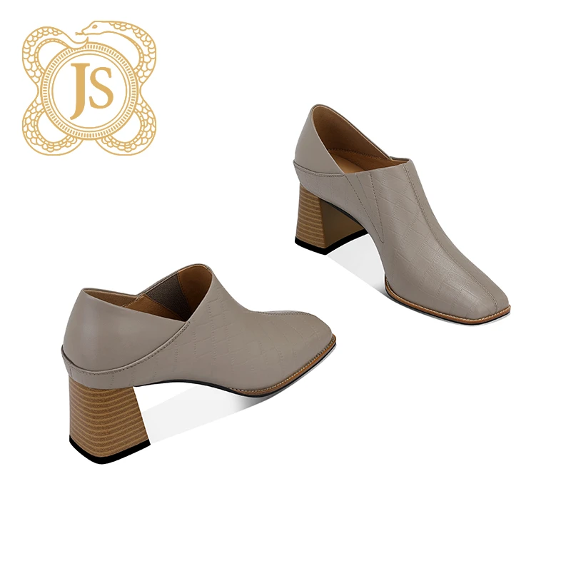 已开价，SDN3393-L853方头粗跟单鞋简约深口一脚蹬小皮鞋两穿踩脚