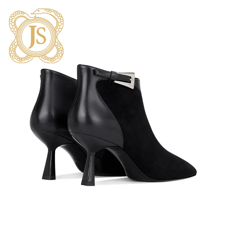 已开价，24Z63901-5韩系优雅时装靴尖头细高跟绒面爆款秋冬短靴女