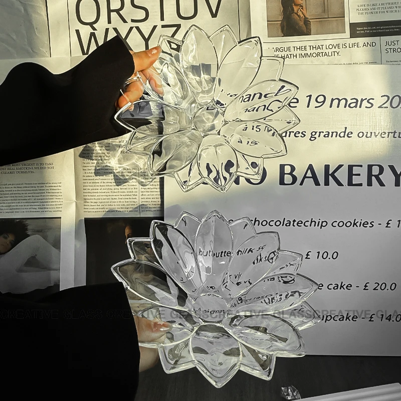 ins多角花瓣碟水果盘家用客厅零食盘高级感点心盘糖果盘干果盘子