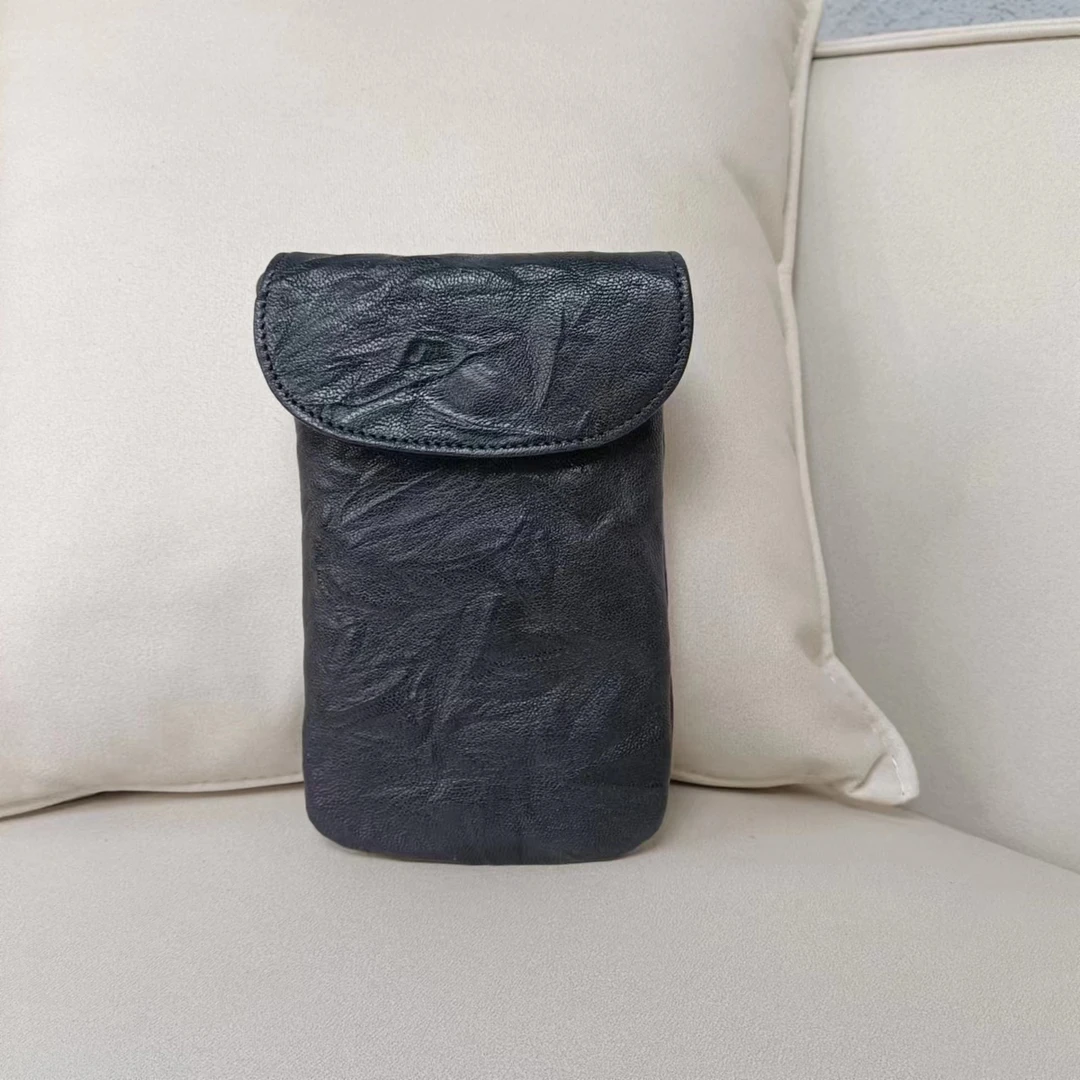 匠人乔皮具【褶皱手机包】经典真皮潮流女士简约百搭斜挎包
