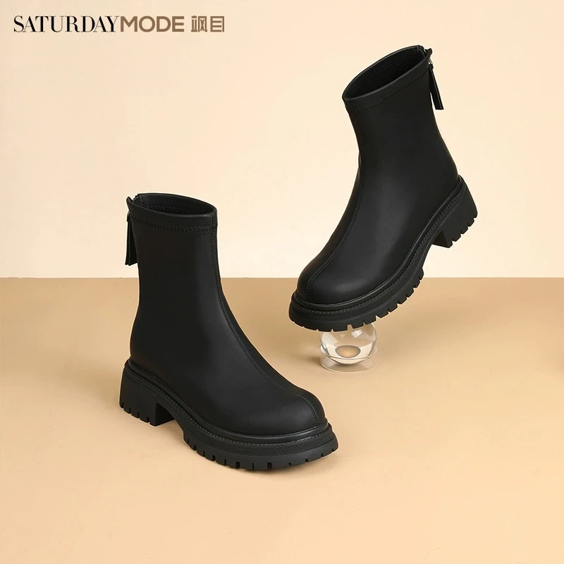 MD厚底短靴秋冬圆头百搭时装靴MD34116017