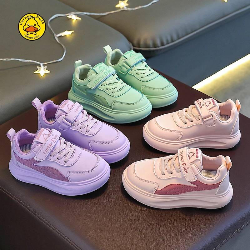 小黄鸭女童运动鞋春秋季2025新款儿童女孩鞋子爆款透气皮面男童鞋