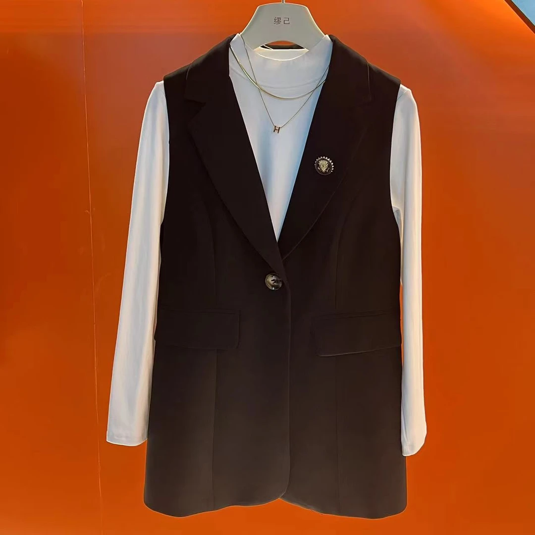 断码清货-百搭西装马甲女款外套背心上衣合身外穿无袖气质马夹