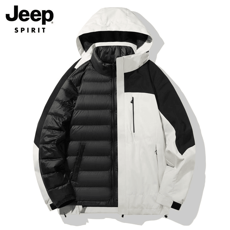 Jeep吉普羽绒服时尚春季新款三合一羽绒衣加厚保暖冲锋外套男女款