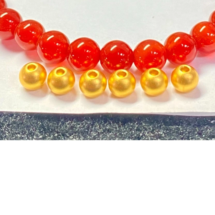 足金999卡5古法6颗 红色玛 瑙手串@@A006-6
