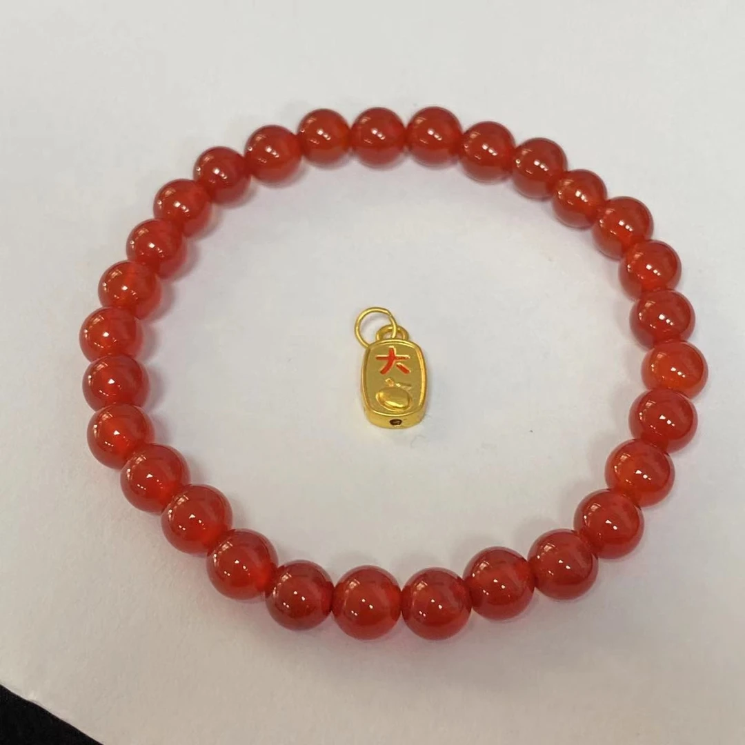 足金大吉大利玛 瑙手链时尚@@A320