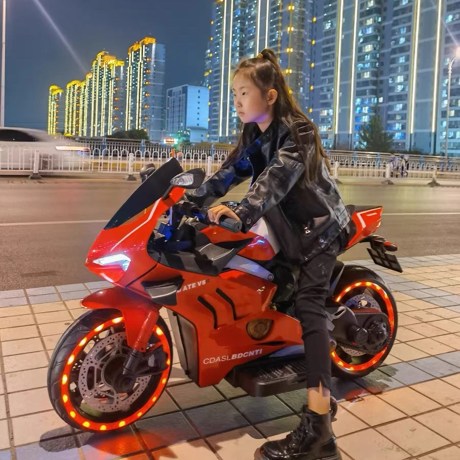 儿童摩托车3-10岁男女小孩电动车可坐大人充电两轮摩托车玩具机车