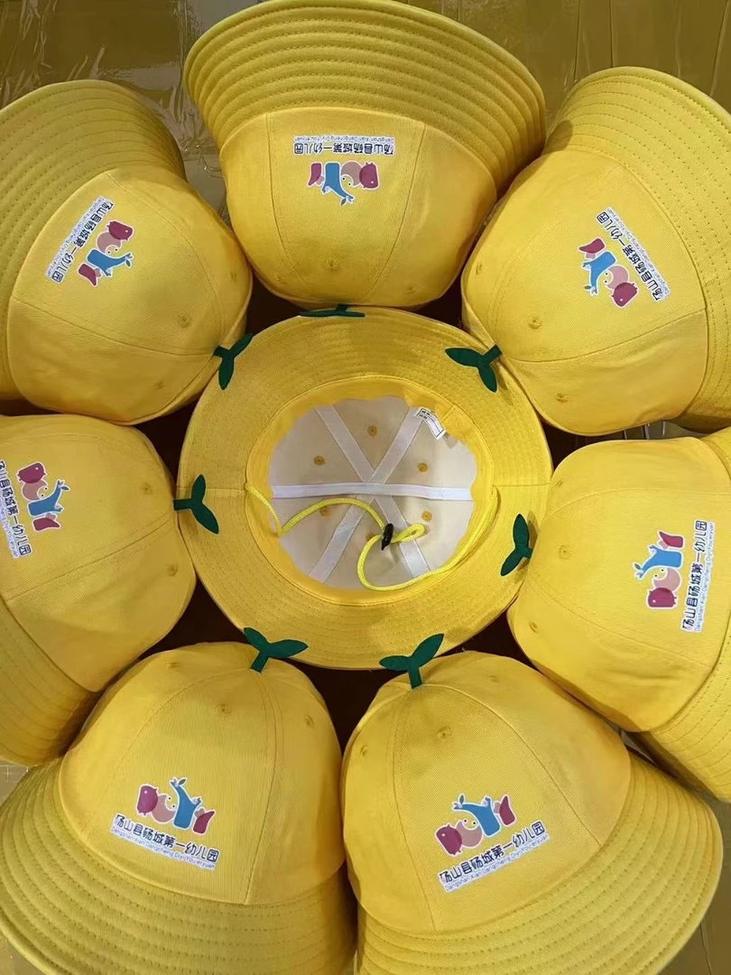 定制幼儿园儿童小黄帽防晒帽子小学生春秋渔夫帽盆帽