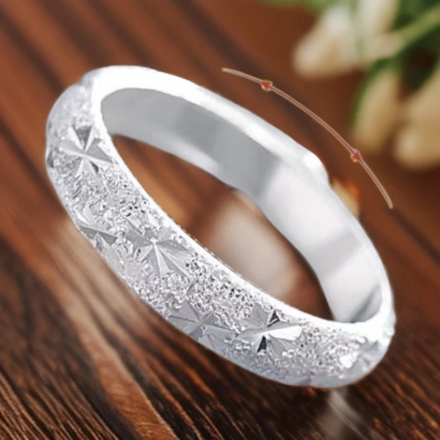 足银戒指 足银满天星男女适用情侣对戒开口活口可调节