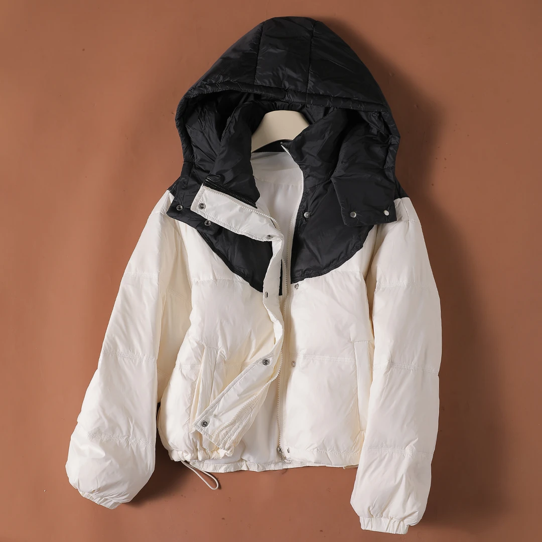 朗系列-K11Y-53602 冬季休闲时尚连帽简约百搭撞色短款羽绒服