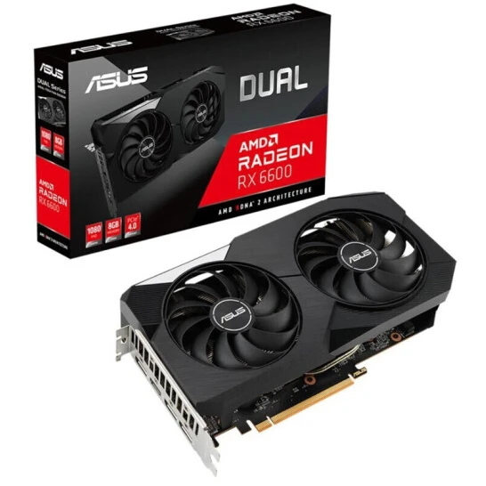 华硕ASUS DUAL-RX6600-8G-V2 AMD RADEON RX6600全新电竞游戏显卡
