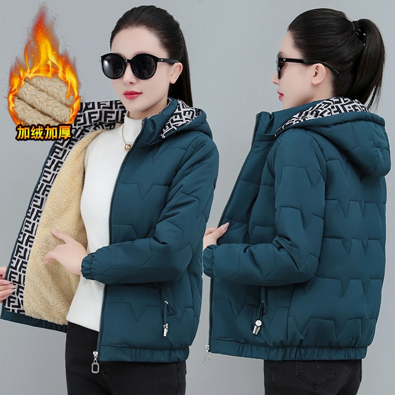 2023新款冬季加绒加厚洋气棉服中老年女士秋冬外套时尚保暖棉袄