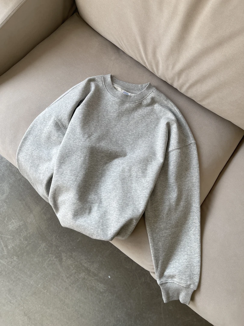 【纯色卫衣 * 花灰色】圆领毛圈底卫衣宽松狗狗印花卫衣女新款