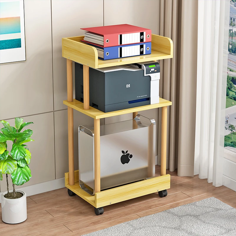 实木腿多层主机托架打印机书架实用居家好物架子办公室置物架简约