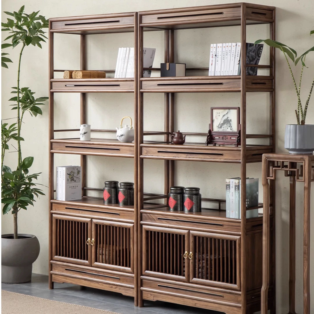 博古架、多宝格书架，置物架，北美FAS级黑胡桃木，榫卯工艺，整装包邮