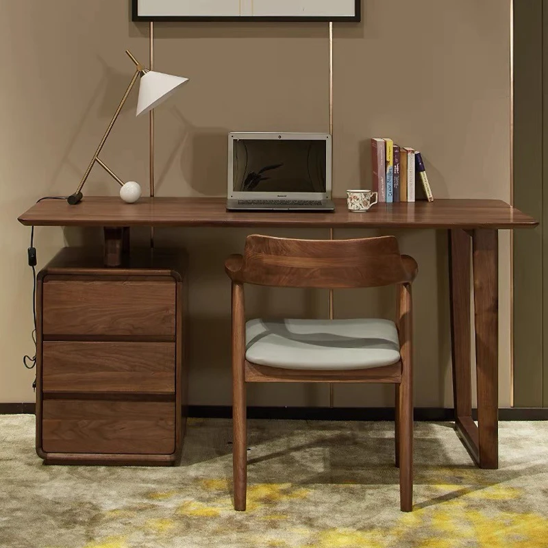 北美黑胡桃木皓学书桌家用写字台全实木办公桌书房电脑桌