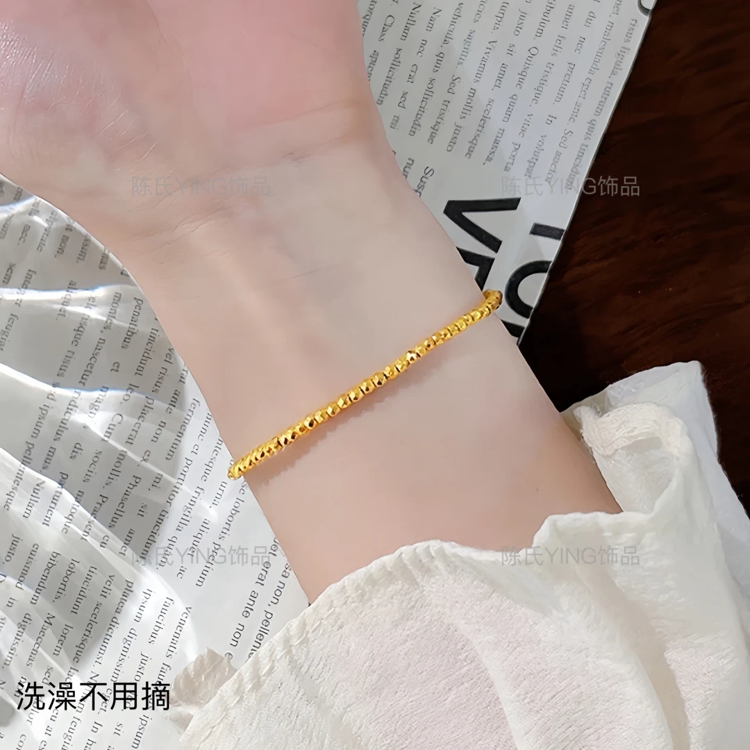 钛钢手链 【洗澡不掉色】中国风新潮手工串珠手链简约超闪素款手串